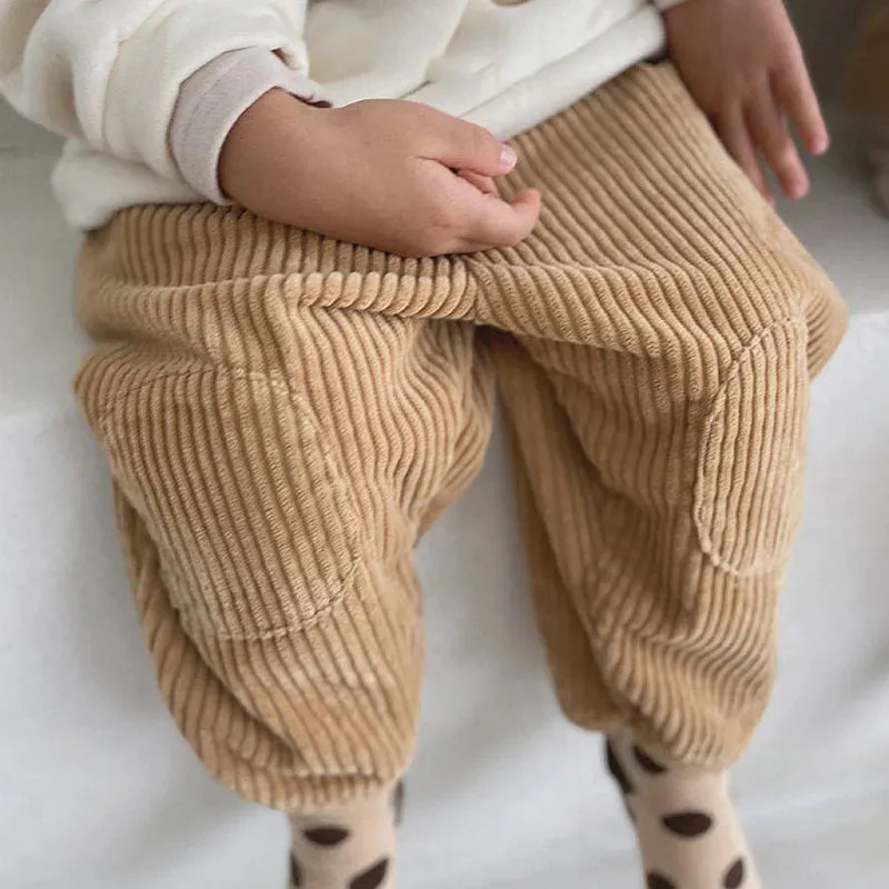 2023 Baby Korean Style Pants Autumn Winter Padded Corduroy Boy's Pants Kids Corduroy Trousers Toddler Children Long Pants