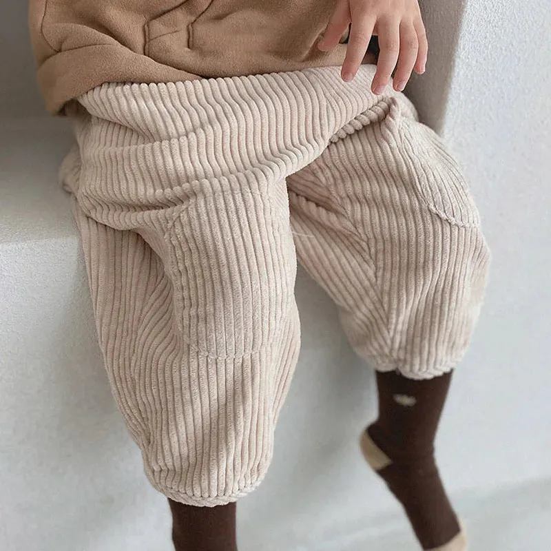 2023 Baby Korean Style Pants Autumn Winter Padded Corduroy Boy's Pants Kids Corduroy Trousers Toddler Children Long Pants