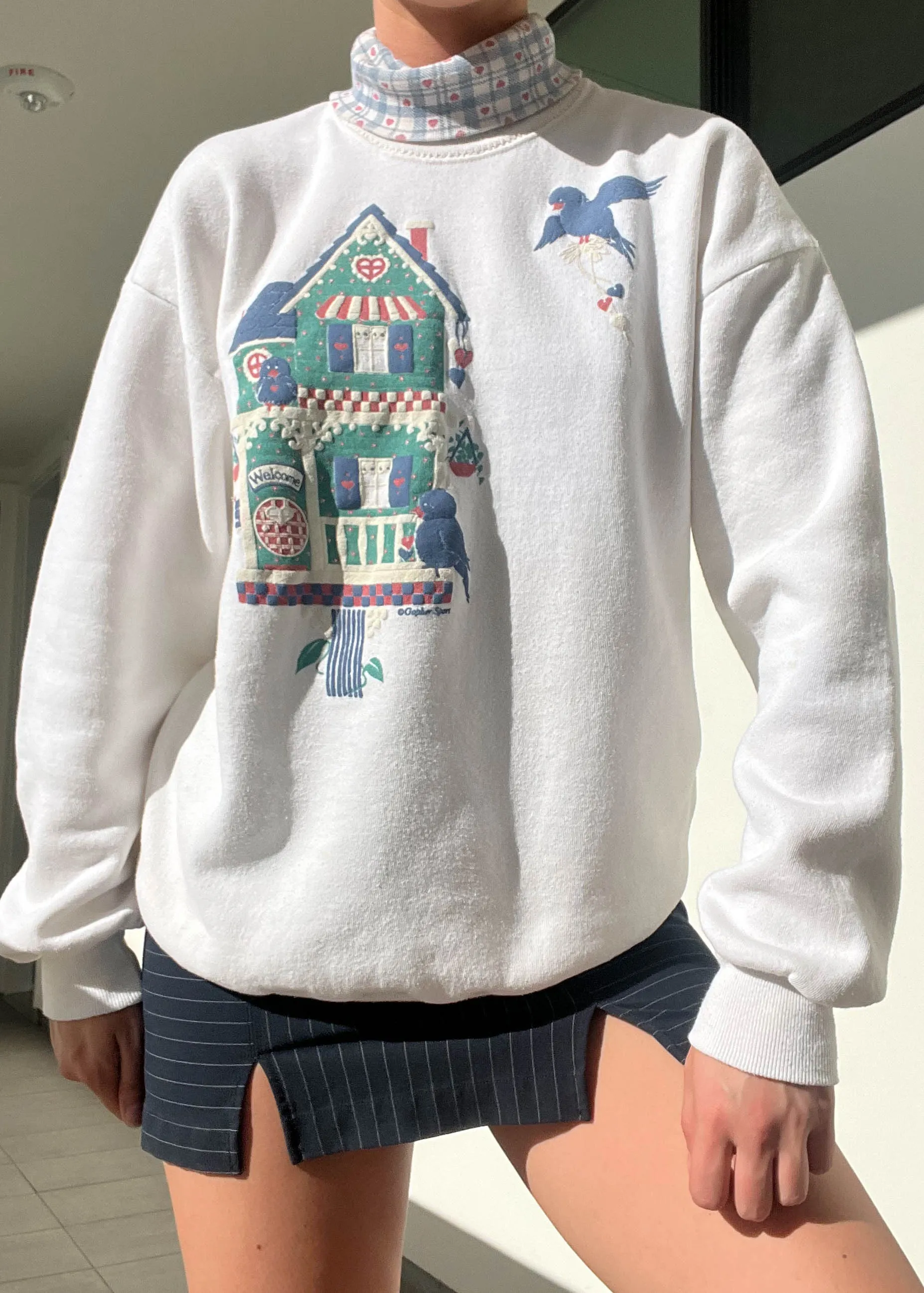 80's Birdhouse Layered Sweatshirt (M)