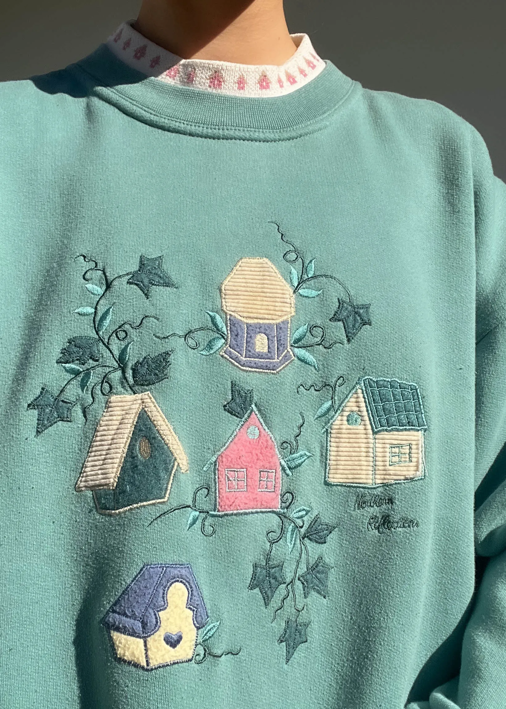 80's Pastel Birdhouse Layered Sweatshirt (L)