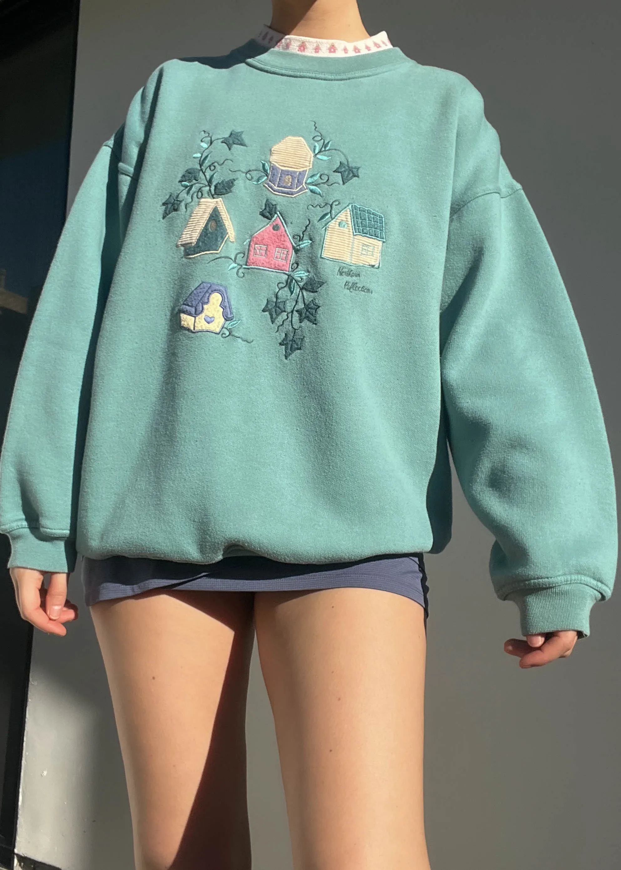 80's Pastel Birdhouse Layered Sweatshirt (L)