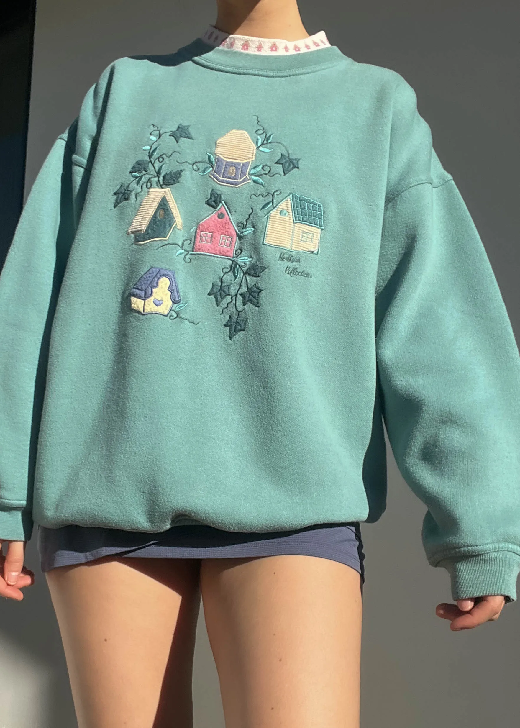 80's Pastel Birdhouse Layered Sweatshirt (L)