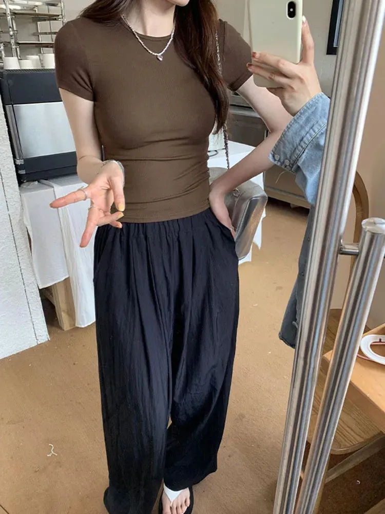 Basic Skinny Crewneck Crop Tee