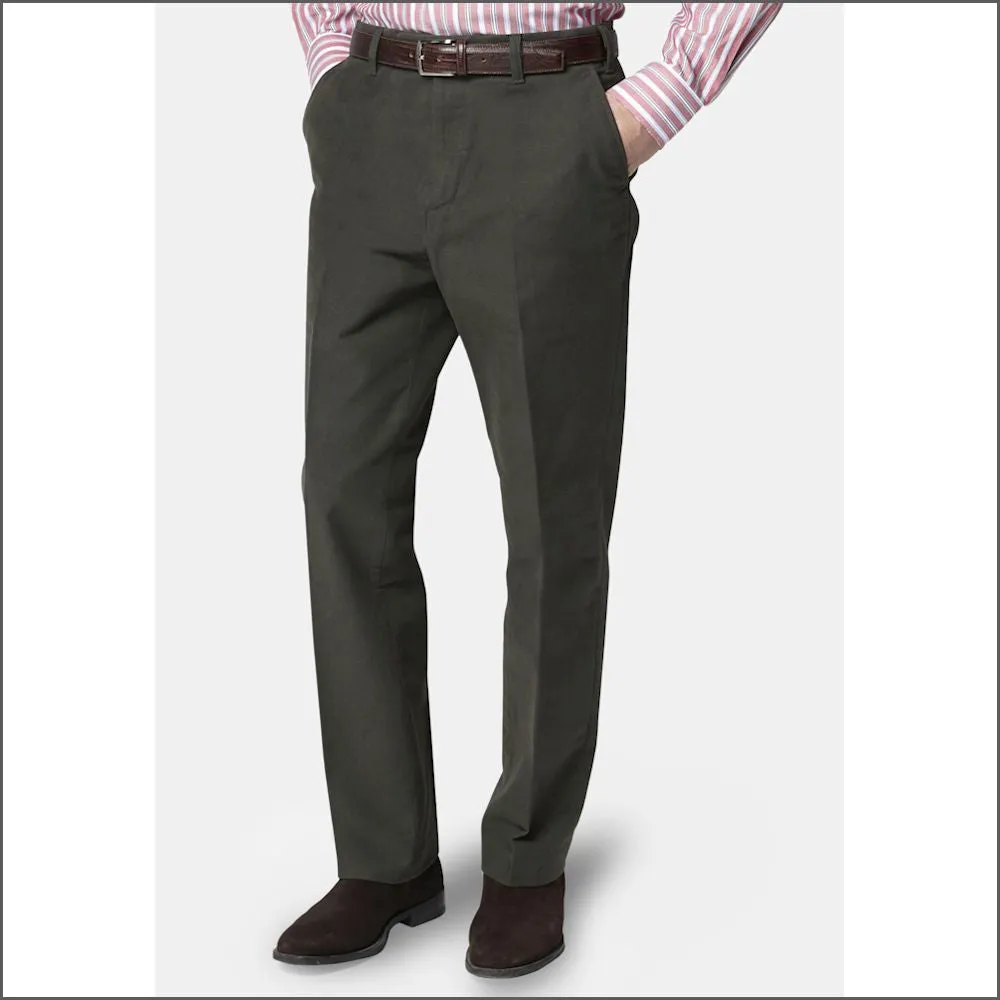 Brook Taverner Olive Kerswell Moleskin Trousers==