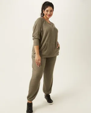 Cathleen Waffle-Knit Joggers | Olive Green