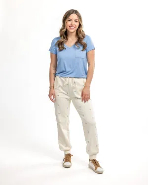 Charm Me Bow Stitched Jogger Pants