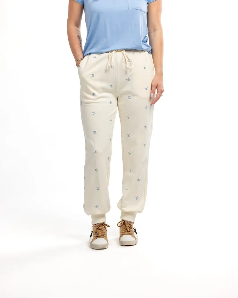 Charm Me Bow Stitched Jogger Pants