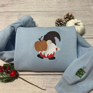 Christmas Gnomes Embroidery Sweatshirt, Women's Embroidered Sweatshirts