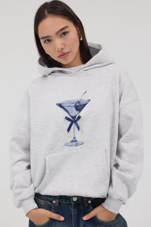 Cocktail Glass Printed Raised Sweatshirt