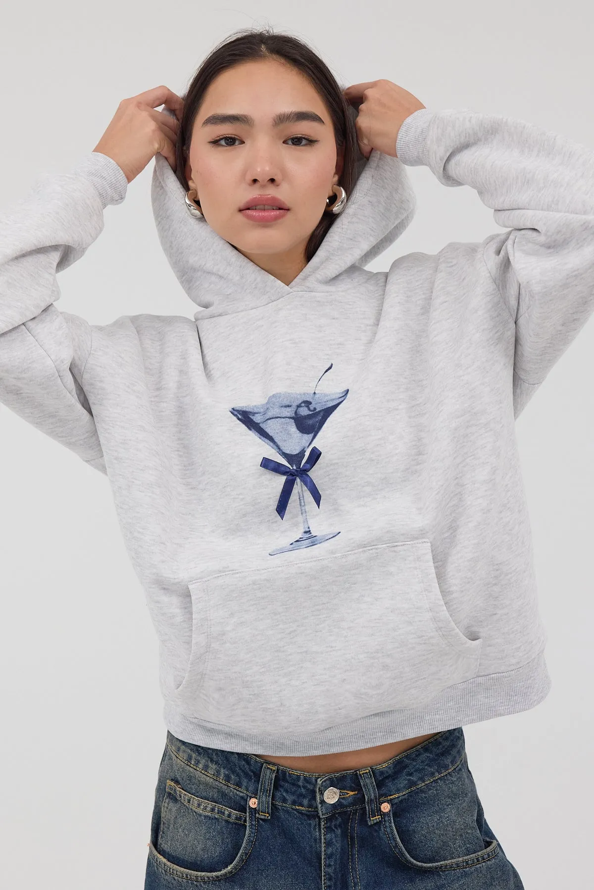 Cocktail Glass Printed Raised Sweatshirt