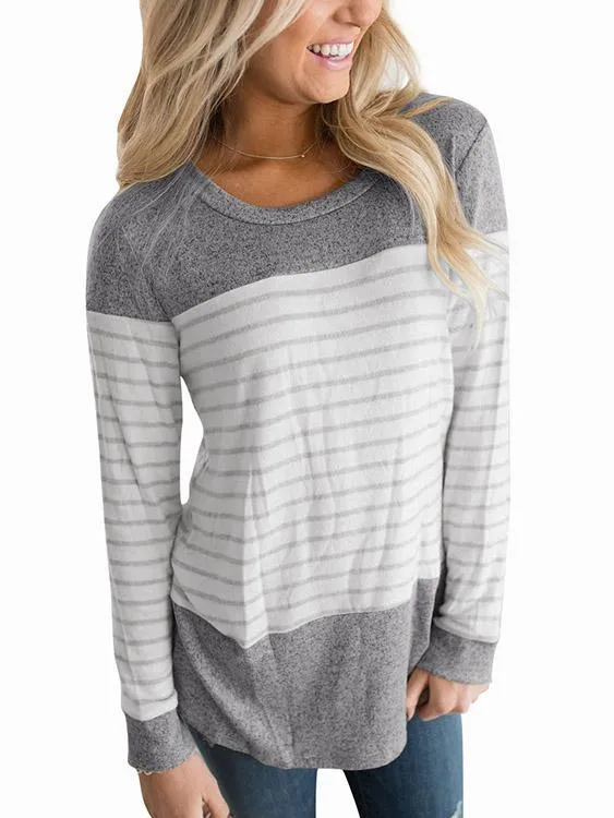 Custom Round Neck Striped Long Sleeve Fashion Tee