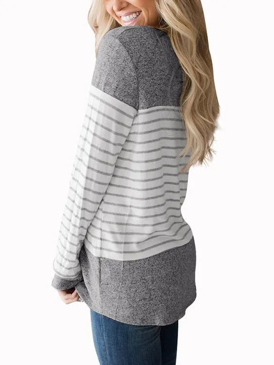 Custom Round Neck Striped Long Sleeve Fashion Tee
