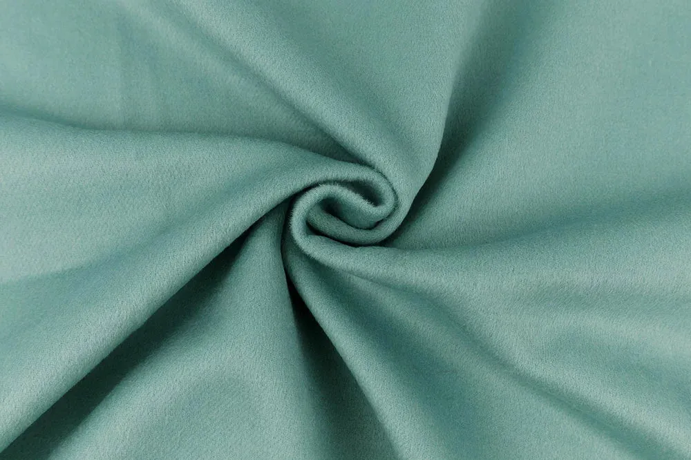 End of Bolt: 1-7/8th yards of Designer Deadstock Premium Seafoam Mint Wool Blend Melton Coating Woven-remnant