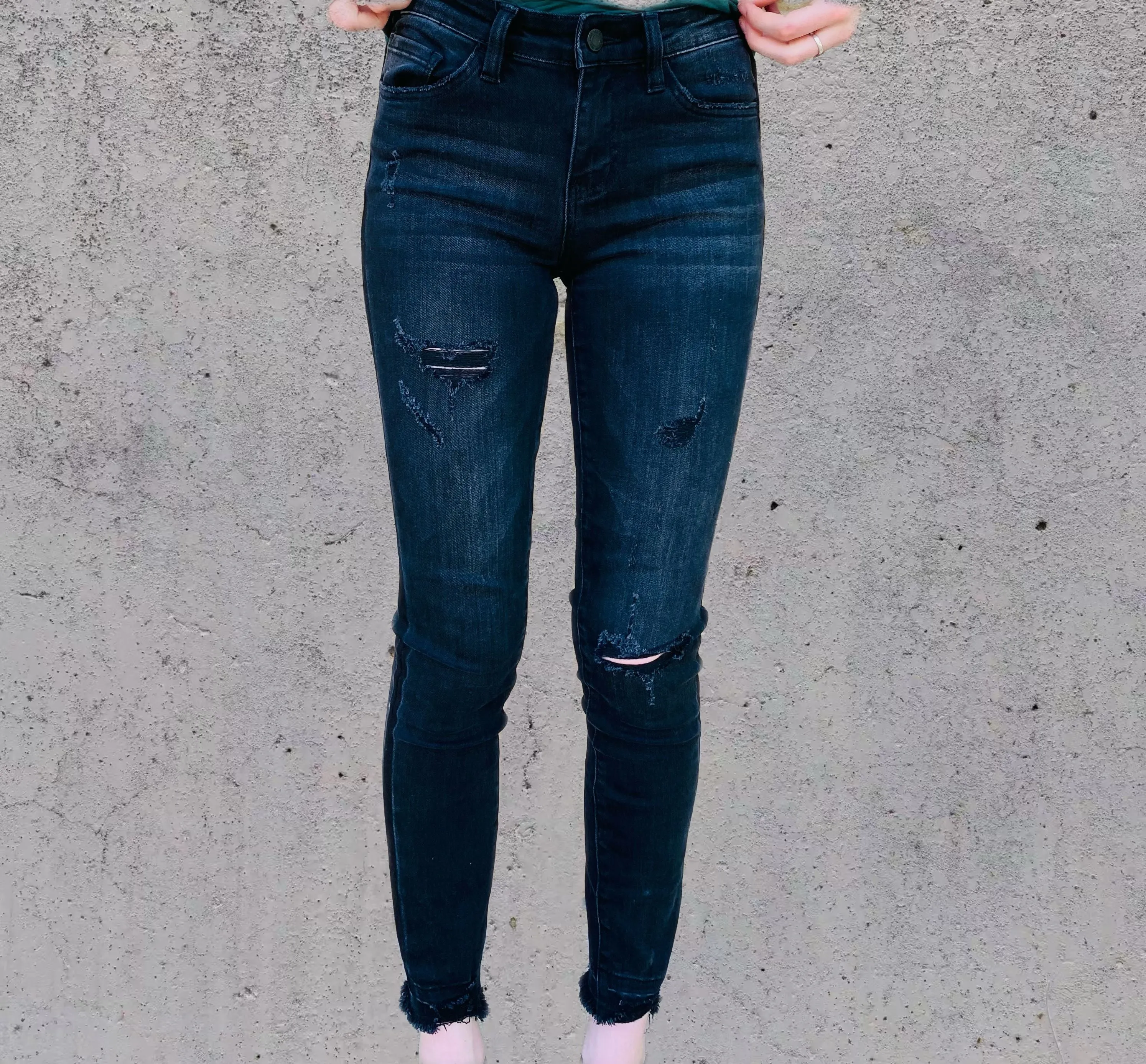 Flying Monkey Vervet Distressed Mid-rise Black Skinny Jean