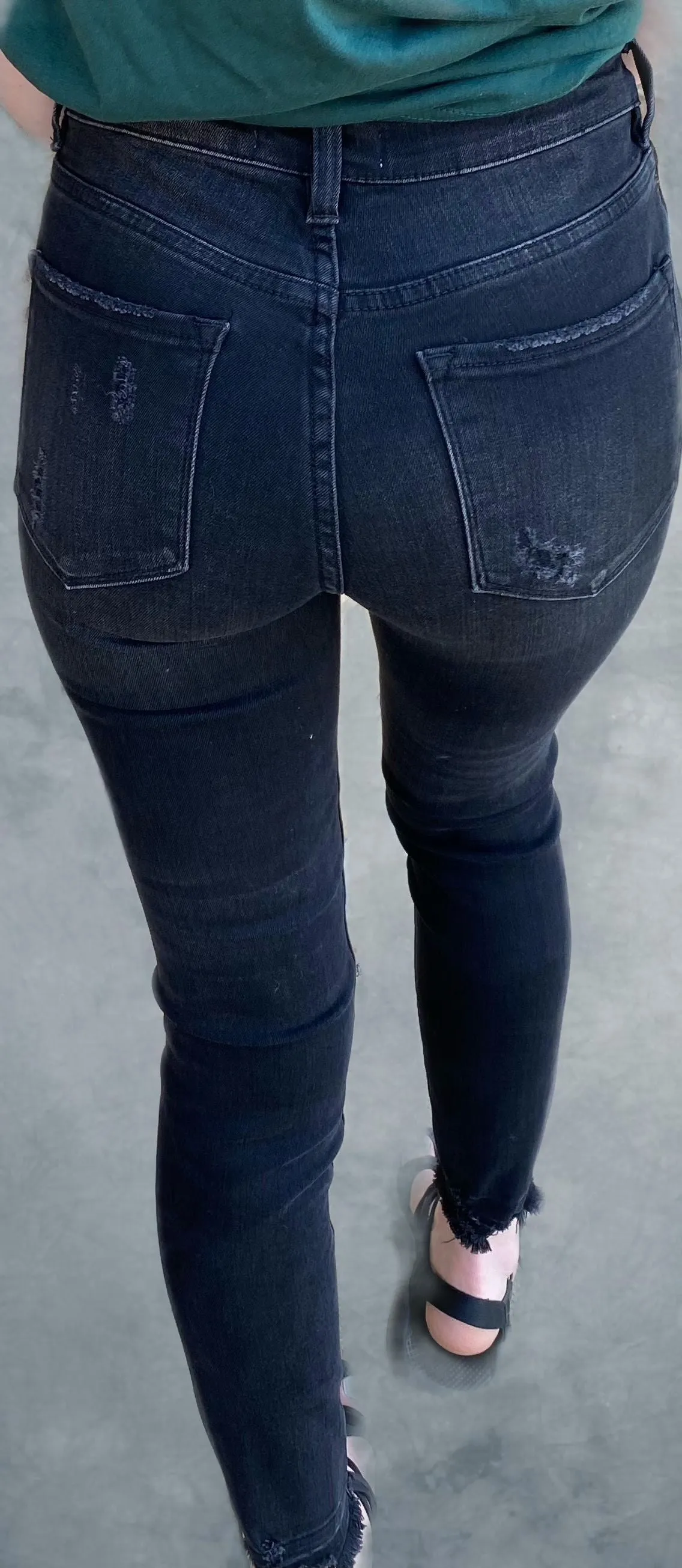 Flying Monkey Vervet Distressed Mid-rise Black Skinny Jean
