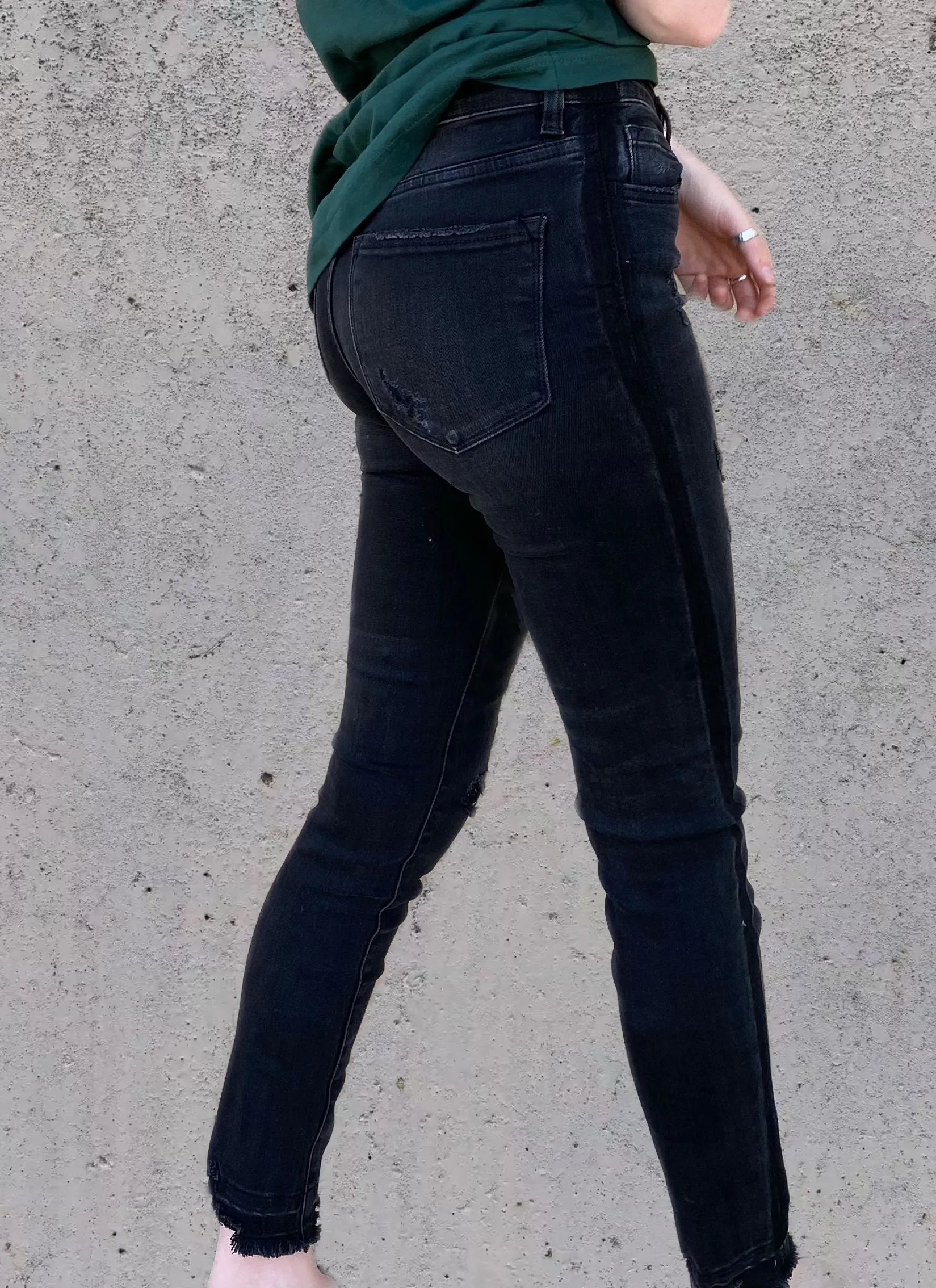 Flying Monkey Vervet Distressed Mid-rise Black Skinny Jean