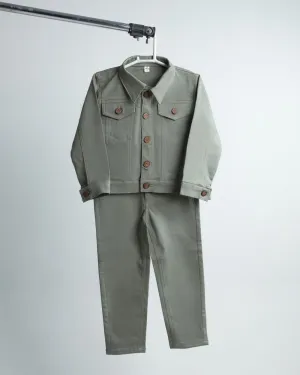 GREY COTTON JACKET AND PANT SET