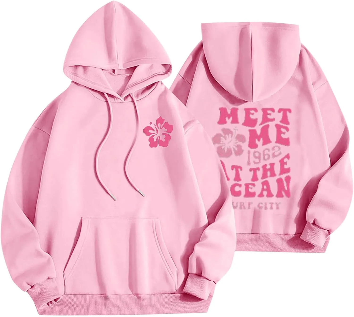 Hoodies Preppy Sweatshirt For Teen Girls Oversized Drawstring Hooded Pullover Tops Fall y2k Clothes oversized hoodies for girls Pink L