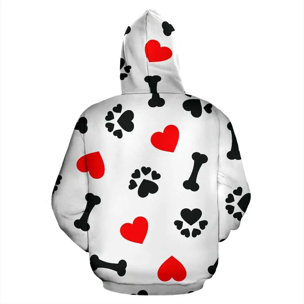 I Love Dogs All Over Printed Pullover Hoodie