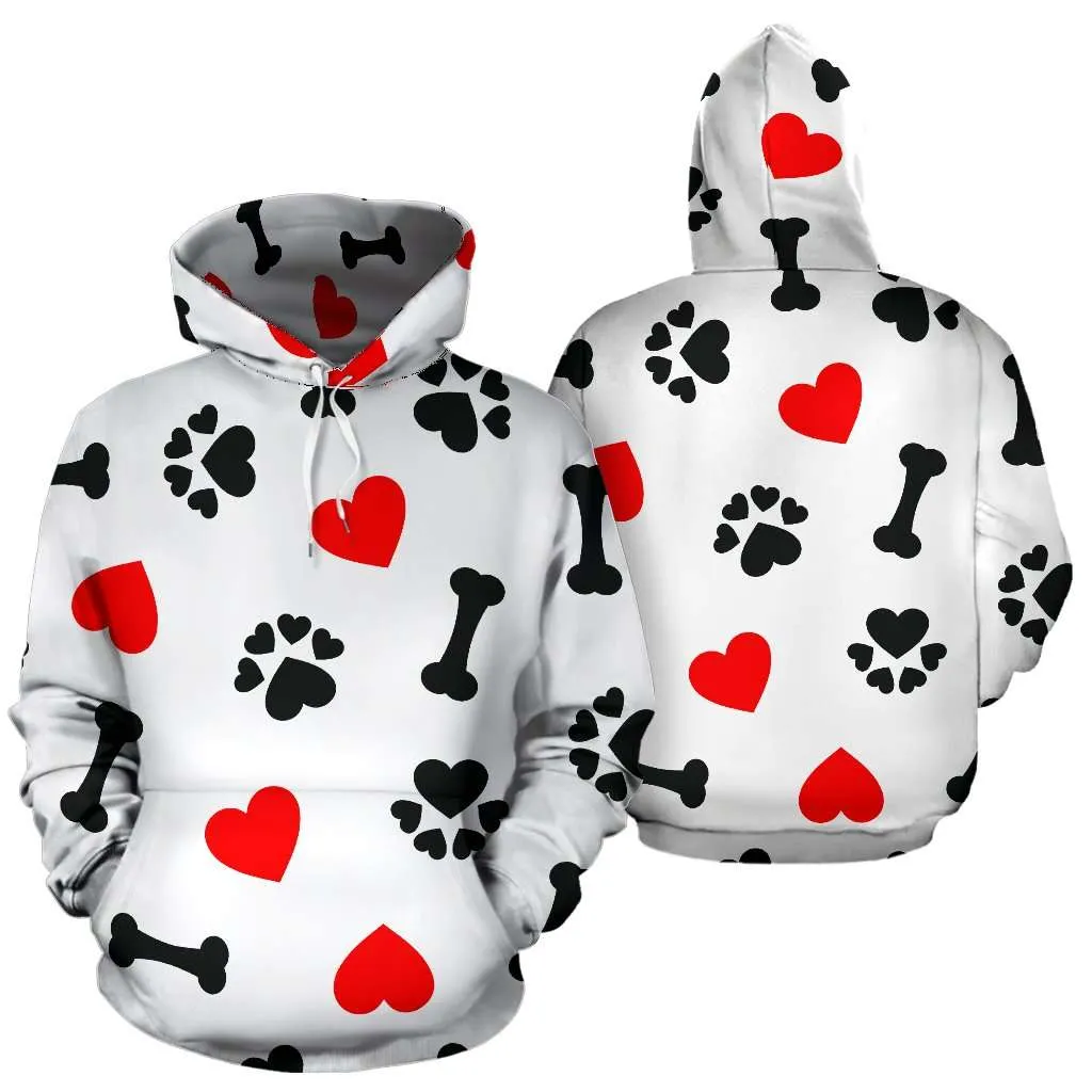 I Love Dogs All Over Printed Pullover Hoodie