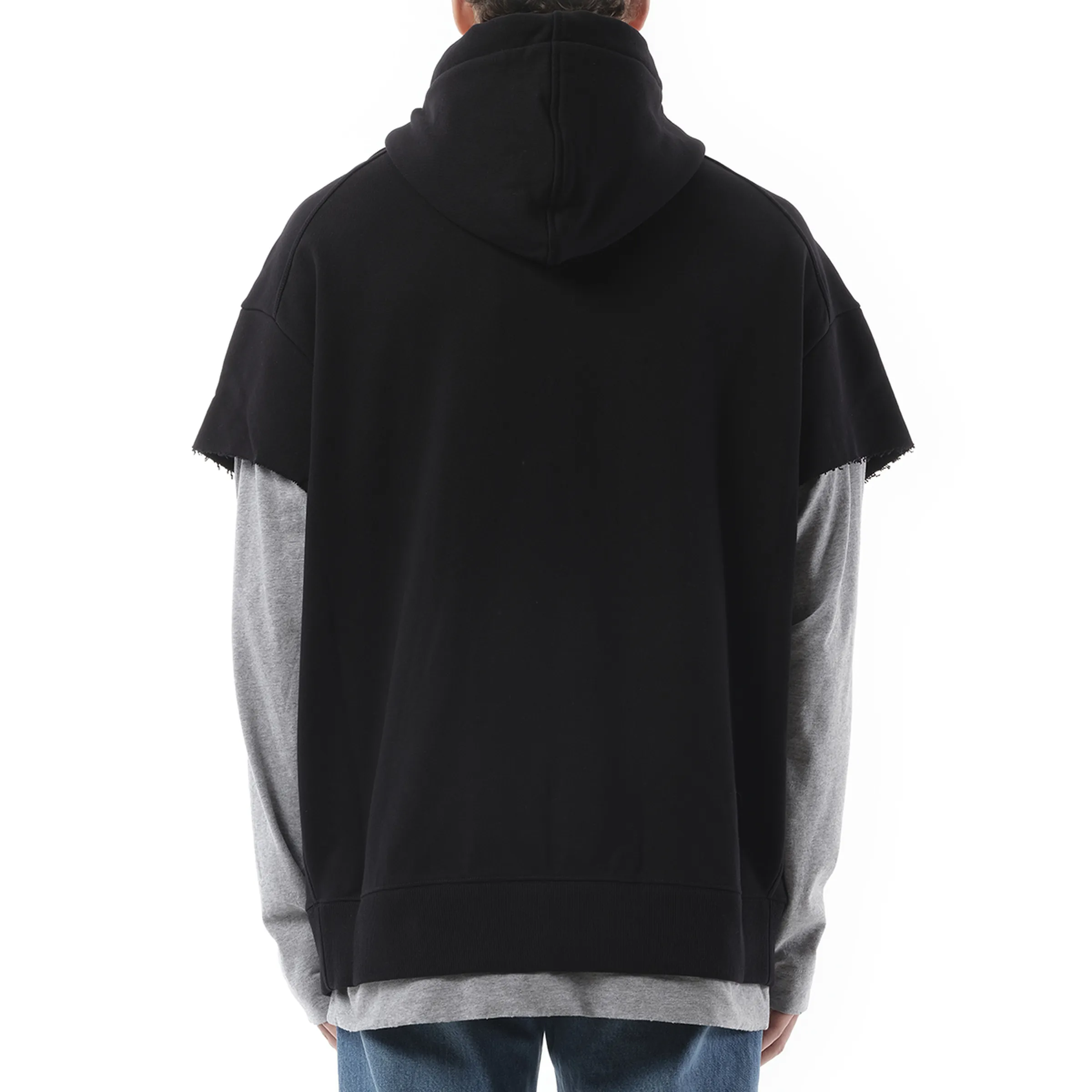 Jersey Multi Layer Hoodie in Black/Grey