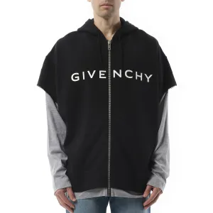 Jersey Multi Layer Hoodie in Black/Grey