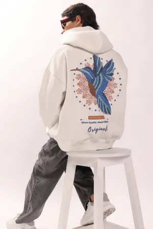 King Fisher Bird Puff Print Oversized Hoodie
