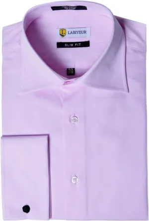 Labiyeur Slim Fit Spread Collar French Cuff Men's Cotton Dress Shirt