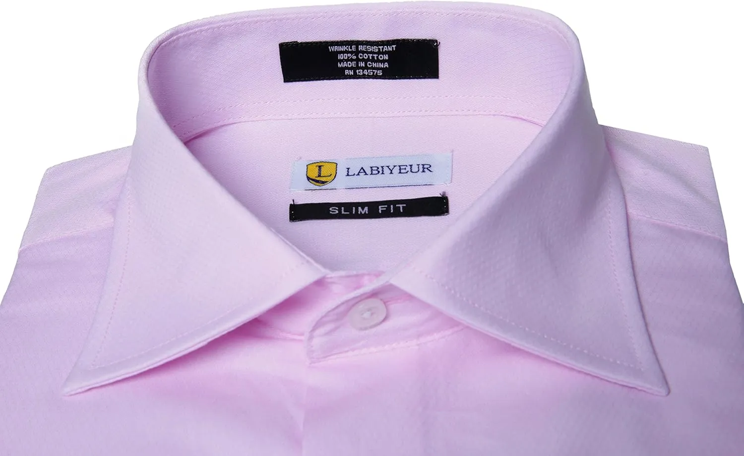 Labiyeur Slim Fit Spread Collar French Cuff Men's Cotton Dress Shirt