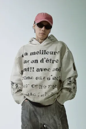Layered Distressed Graphic Hoodie