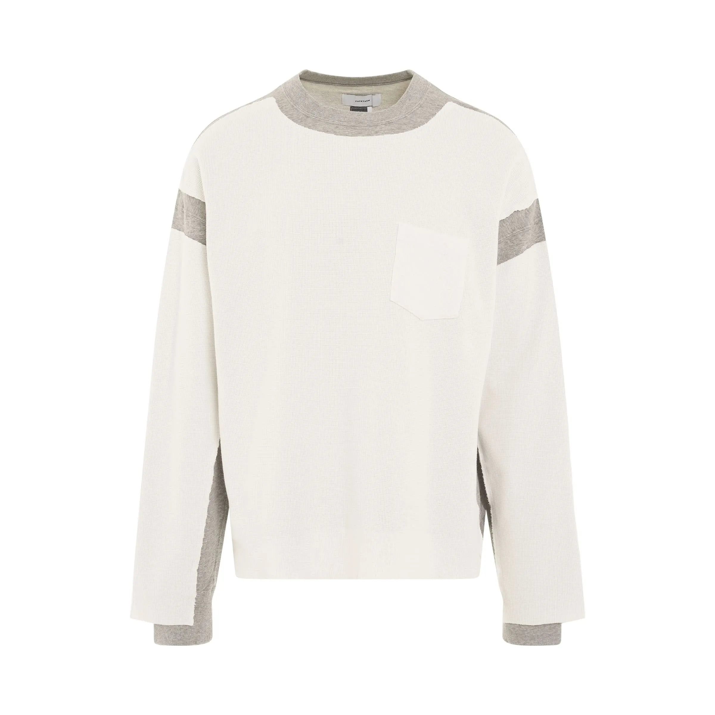 Layered Waffle Sweatshirt in White
