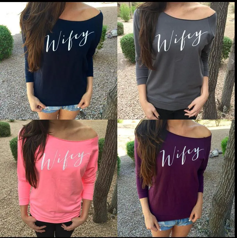 Letter Print Long Sleeves Scoop T-shirt