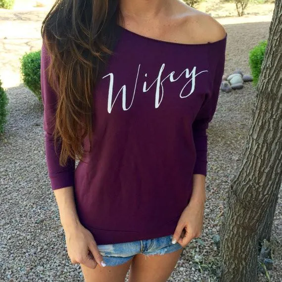 Letter Print Long Sleeves Scoop T-shirt