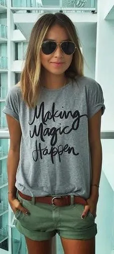 Letters Flower Print Casual Scoop Fashion Girls' T-shirt