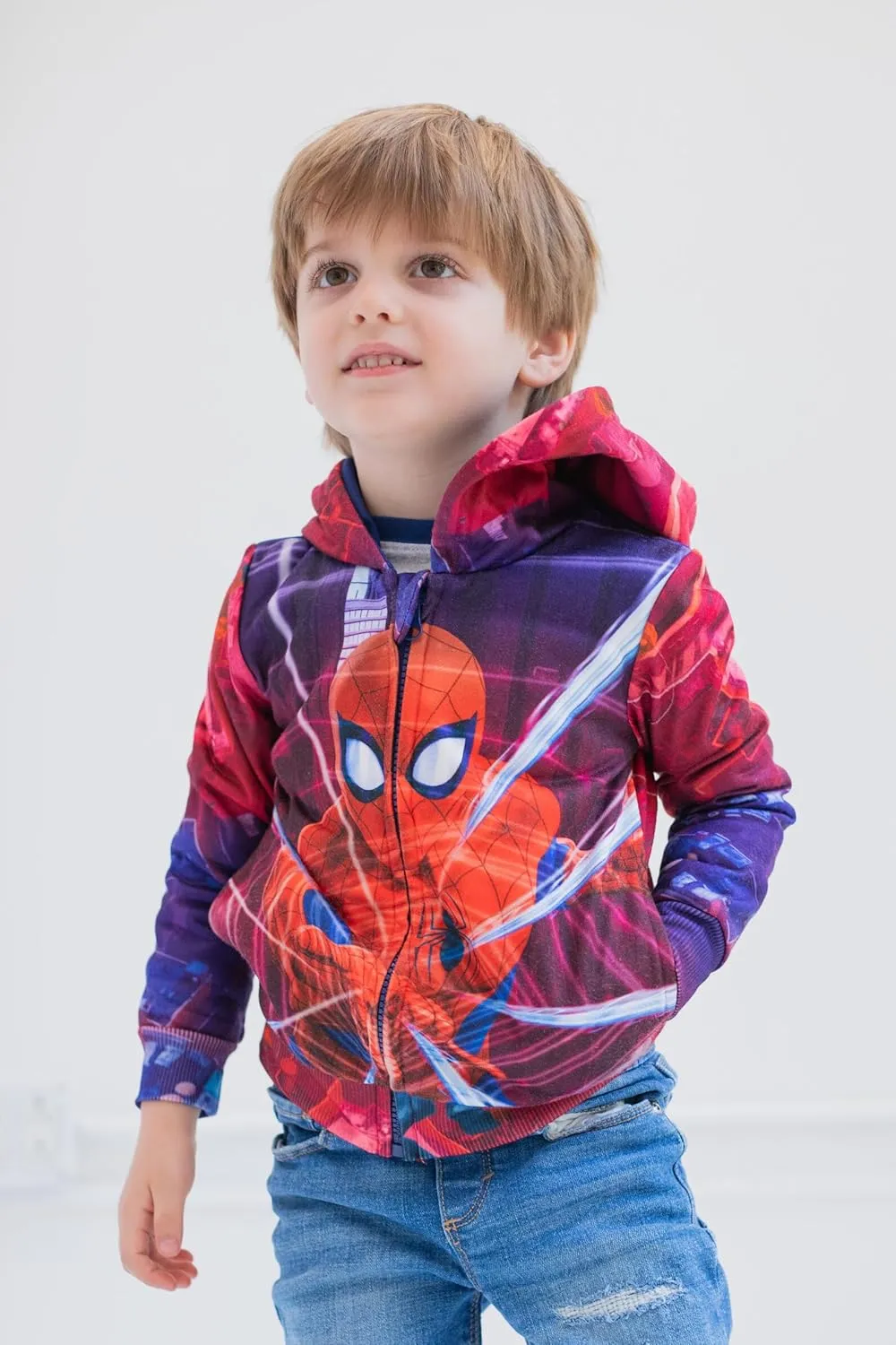 Marvel Spider-Man Fleece Zip Up Cosplay Hoodie Toddler to Big Kid
