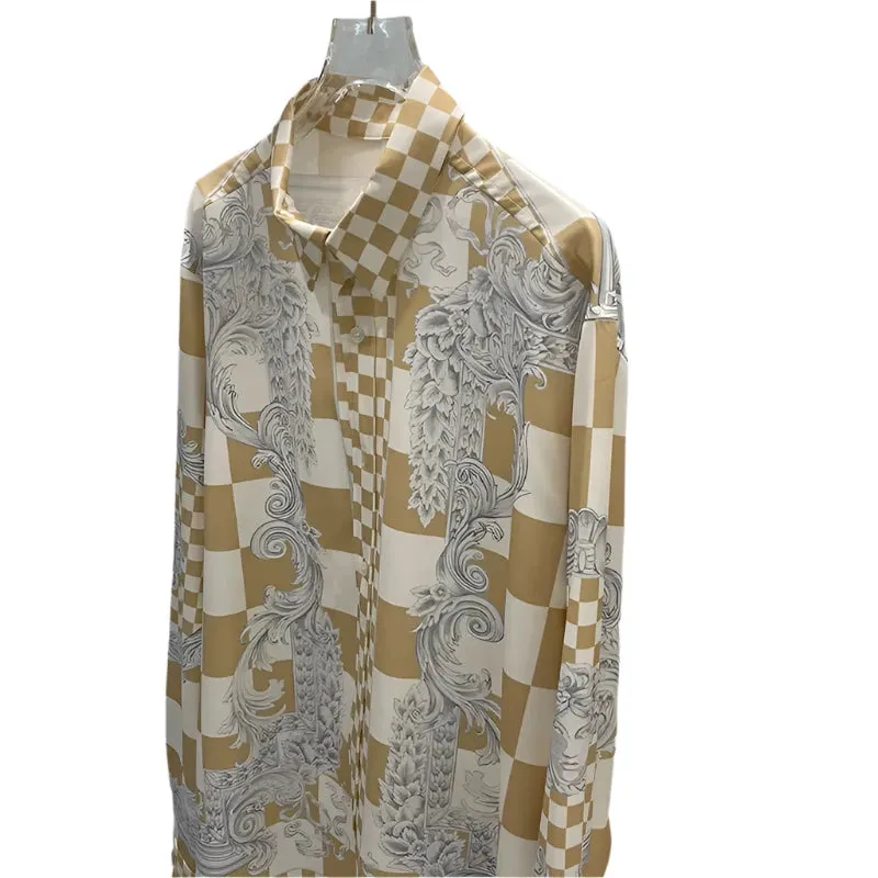 Men’s Long-Sleeve Casual Shirt – Trendy European Style Loose Fit for Daily Wear in Spring and Autumn