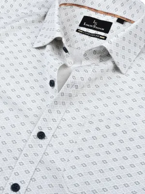 Men's Regular Fit Geometric White Formal Shirt