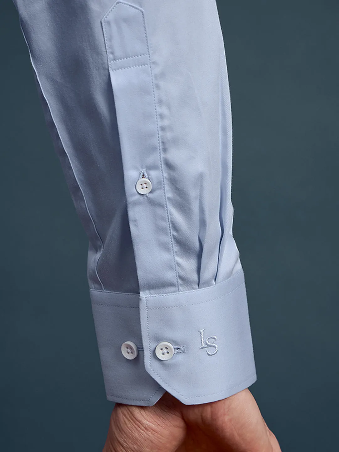 Men's Regular Fit Solid Sky Blue Formal Shirt