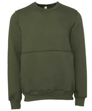 Military Green - Unisex raw-seam crew pullover