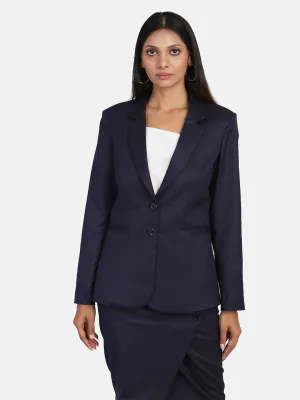 Navy Blue Poly Cotton Blend Polyester Blazer