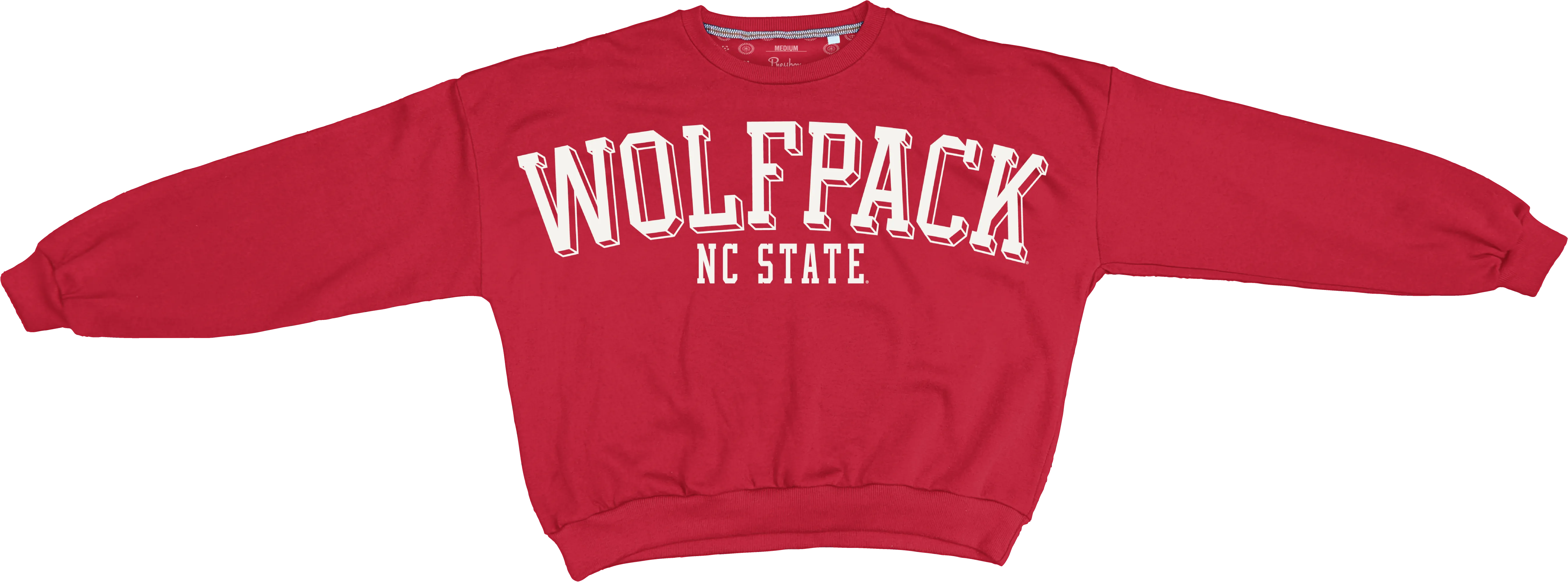 NC State Wolfpack Women's Red Semi-Pro Waist Length Oversized Crewneck