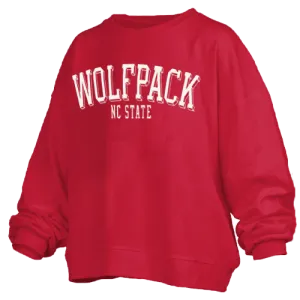 NC State Wolfpack Women's Red Semi-Pro Waist Length Oversized Crewneck