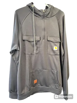 New Carhartt Dupe 1/4 Zip Workwear Double Pocket Hoodies for Men, Grey Sz L! Unbranded