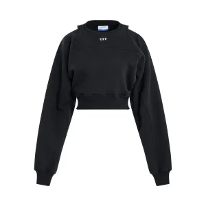 Off Stamp Round Crop Sweatshirt in Black/White