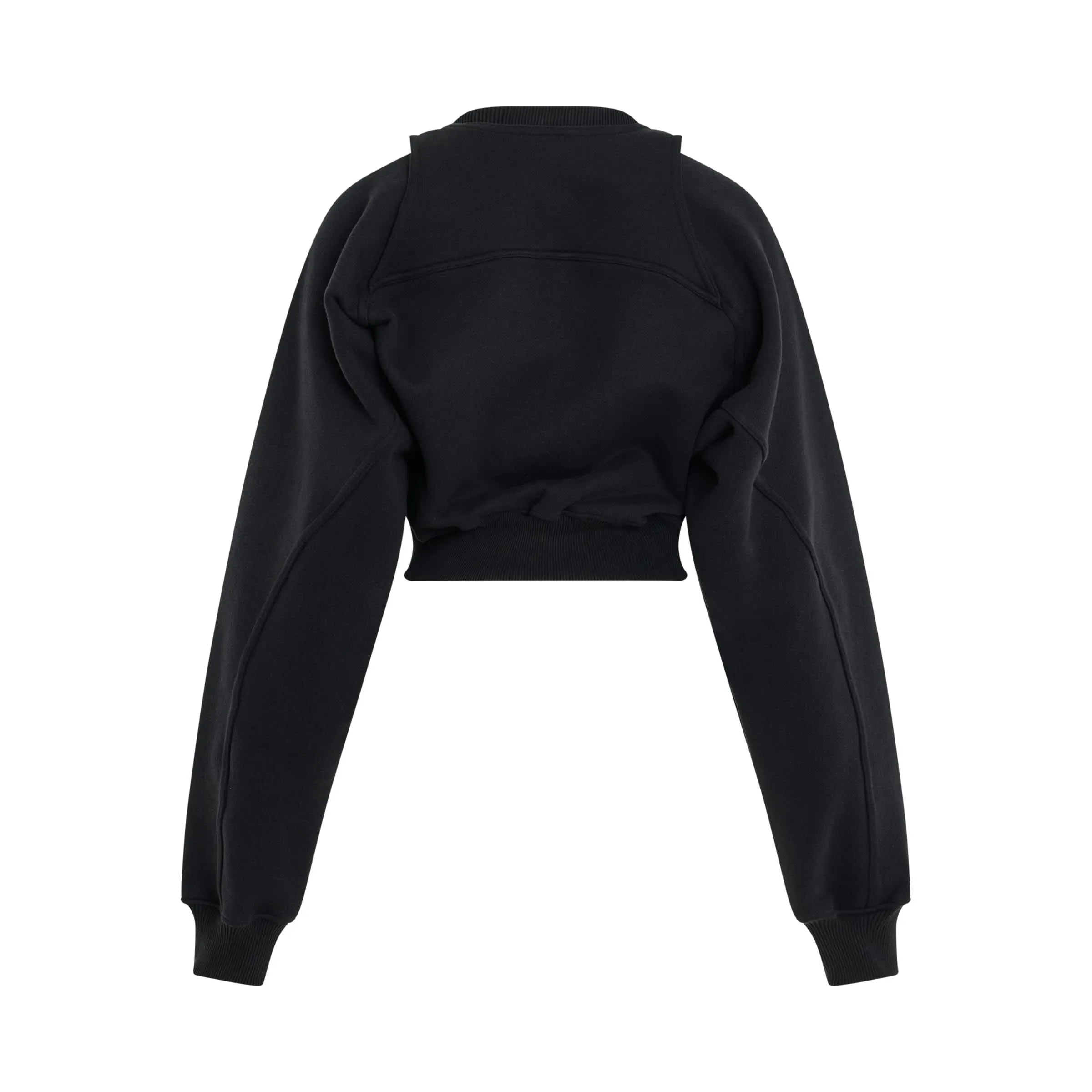 Off Stamp Round Crop Sweatshirt in Black/White