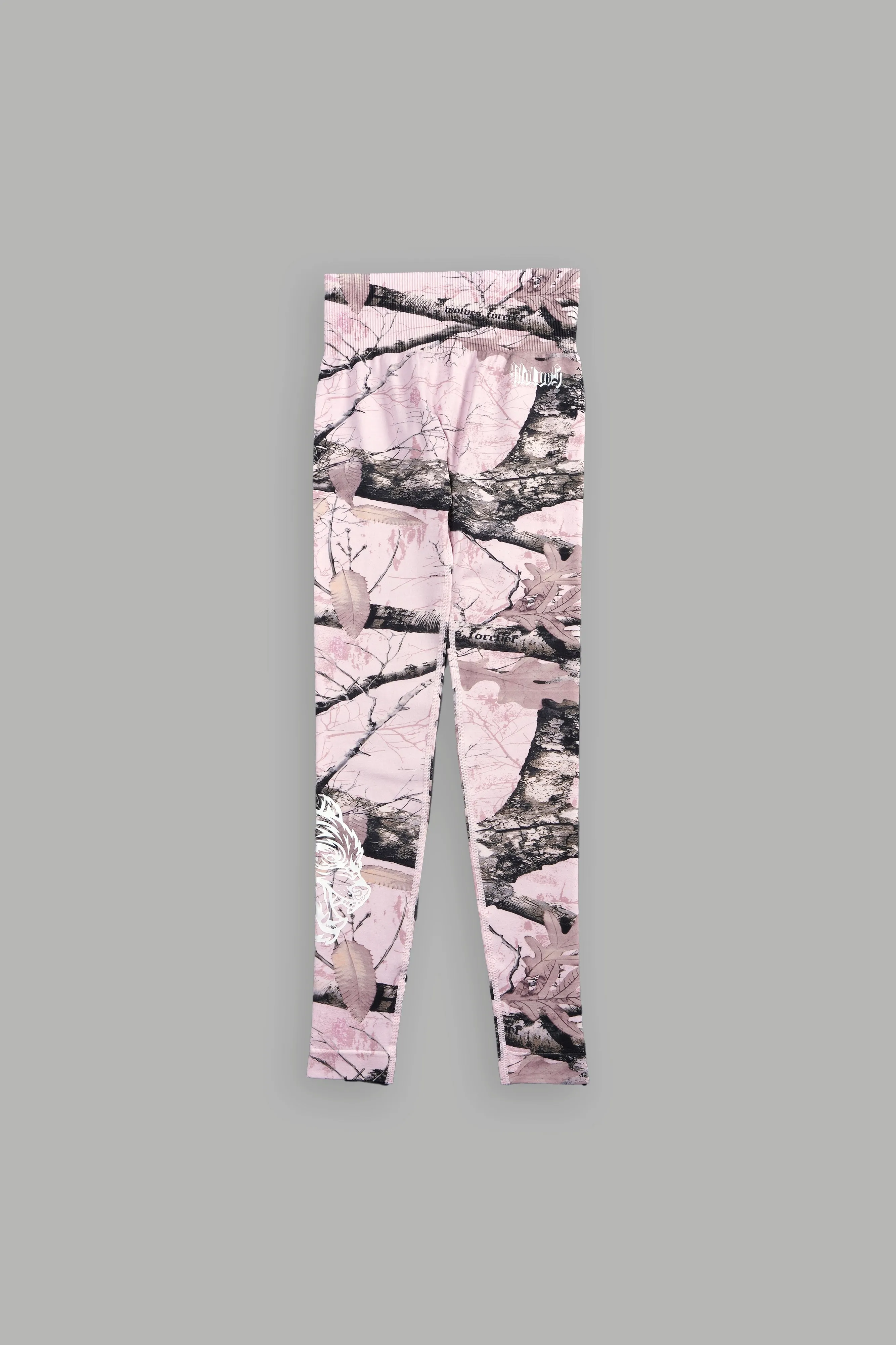 Our Passion "Everson Seamless" Scrunch Leggings in Baby Pink Woodland Camo