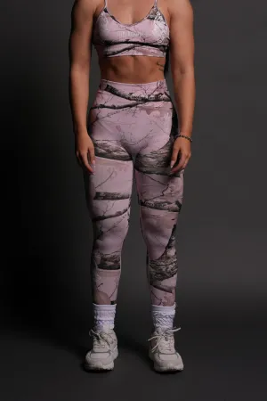 Our Passion "Everson Seamless" Scrunch Leggings in Baby Pink Woodland Camo