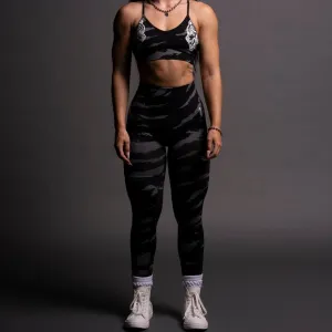 Our Stamp "Everson Seamless" Scrunch Leggings in Black Native Camo