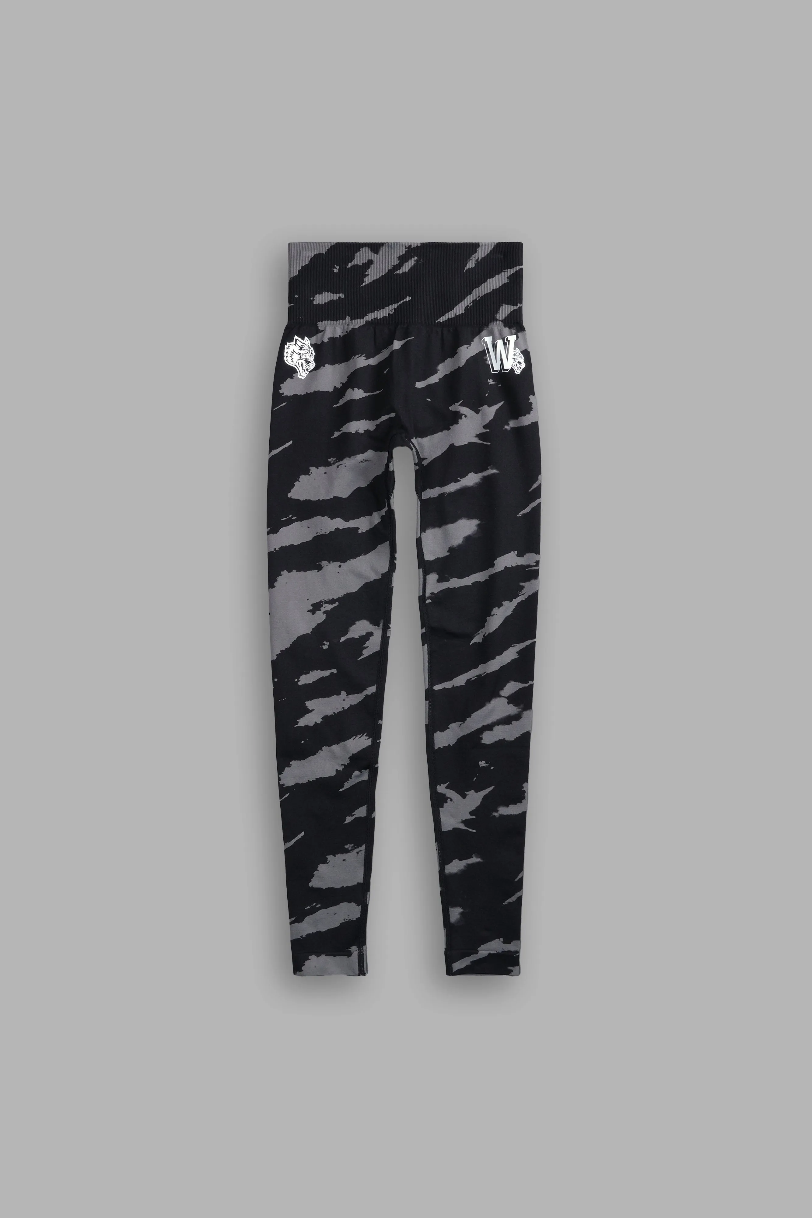 Our Stamp "Everson Seamless" Scrunch Leggings in Black Native Camo
