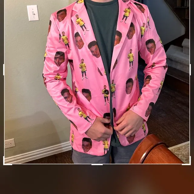 Personalized Blazers Coat Bachelor Party Suit Custom Suit with Logo Picture Text Background